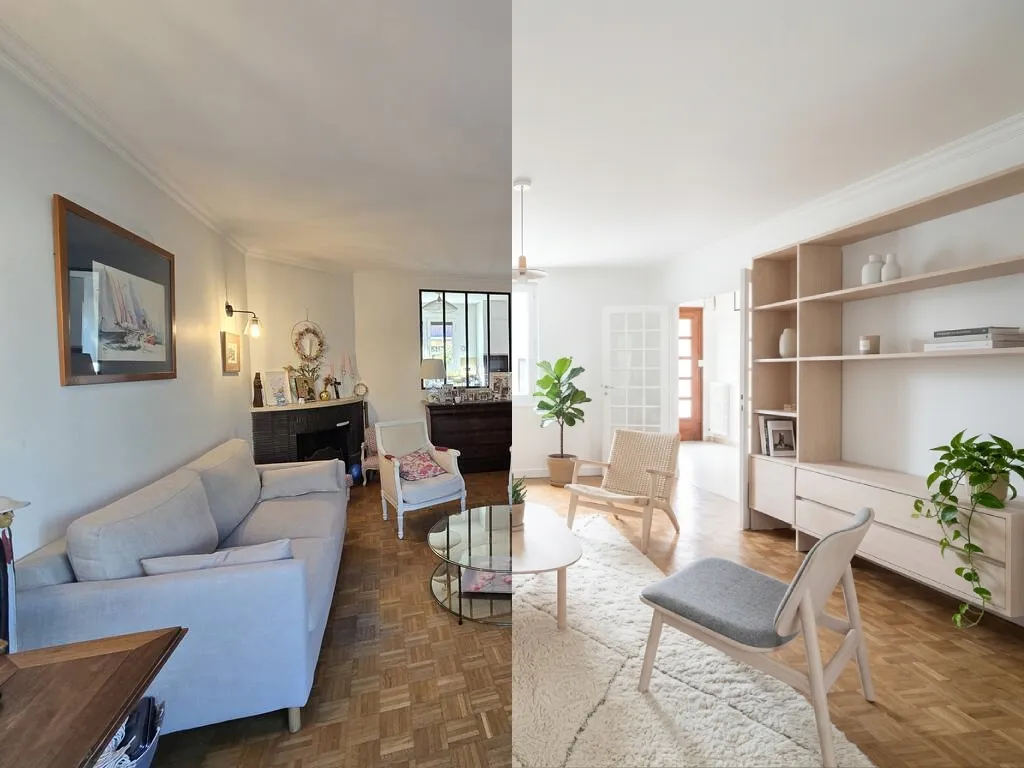 Intérieur redécoré visualisé grâce au home staging virtuel